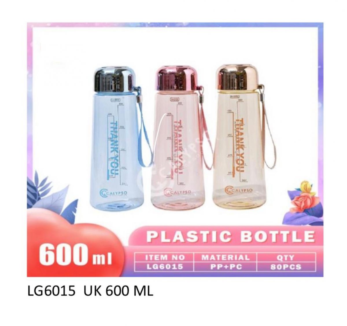 BOTOL MINUM PLASTIK UKURAN 600 ML
