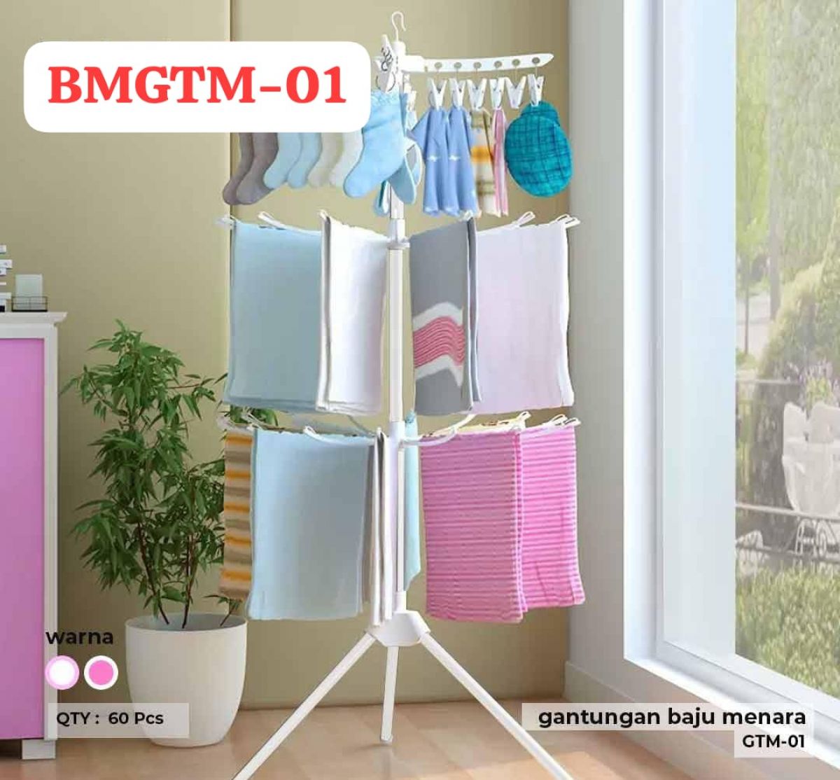 GANTUNGAN BAJU MENARA BMGTM-01 ISI 60 PCS