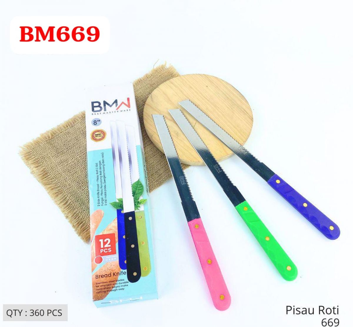 PISAU ROTI WARNA BM669 ISI 360 PCS