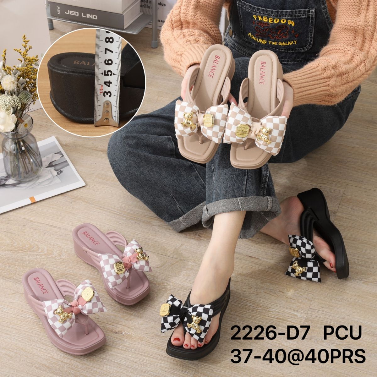 SANDAL 2226-D7 SIZE 37 - 40 TINGGI 5 CM ISI 40 PASANG