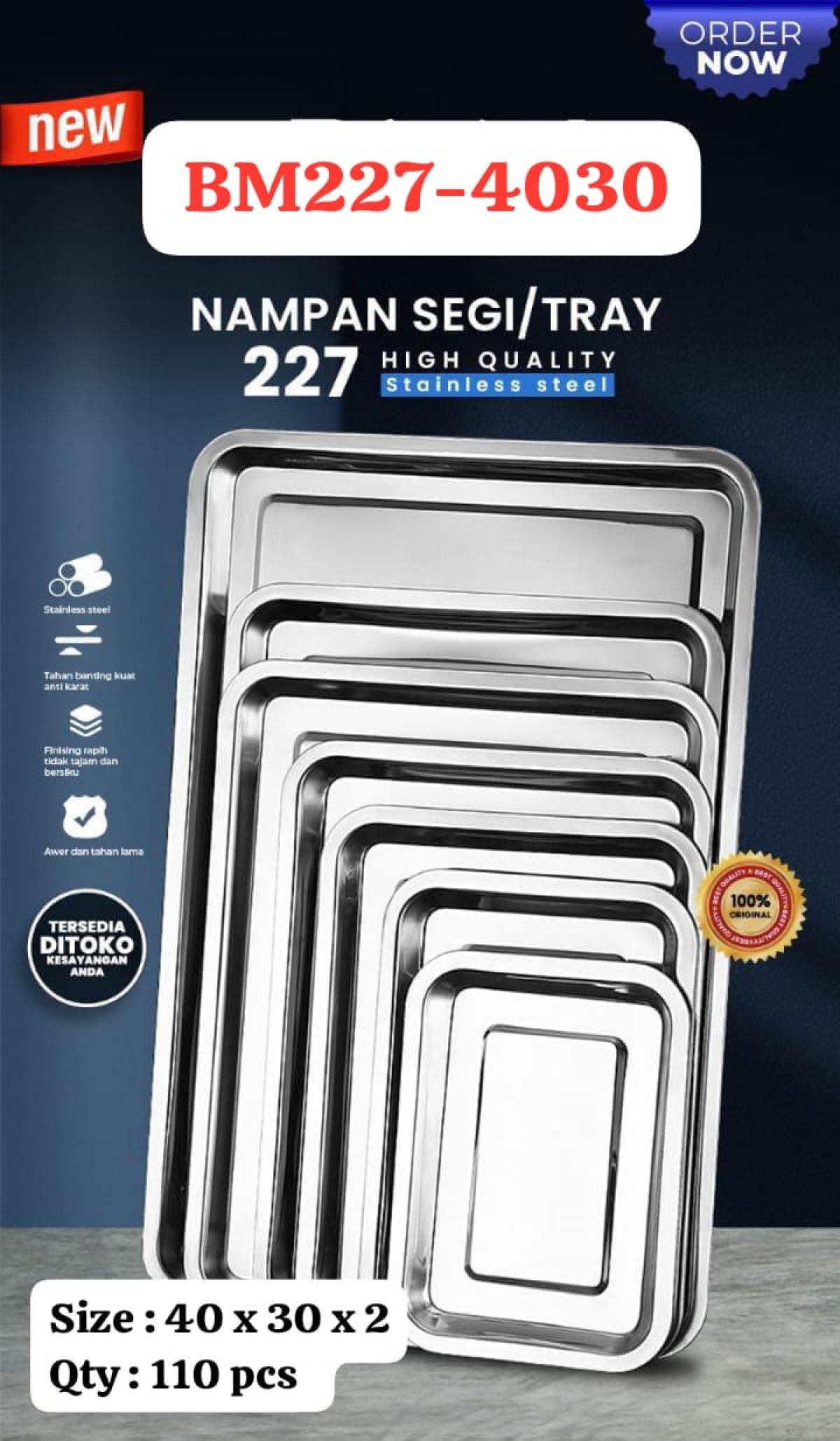 NAMPAN SEGI 227 BM227-4030 SIZE 40 X 30 X 2 ISI 110 PCS