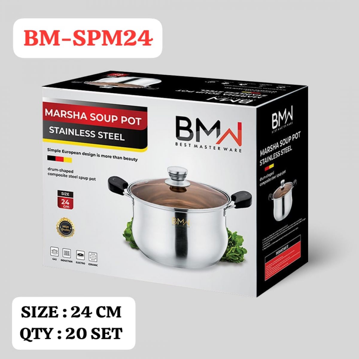 SOUP PAN MARSHA BM-SPM24 DIAMETER 24CM ISI 20 SET