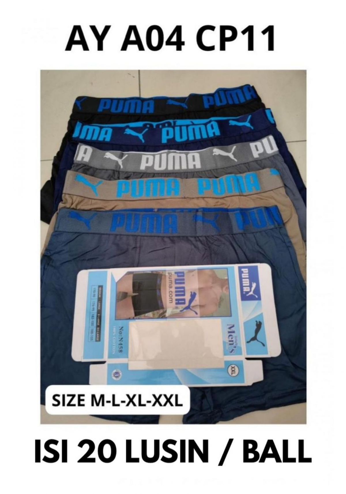 BOXER AY A04 CP11 SIZE M-L-XL-XXL ISI 20 LUSIN