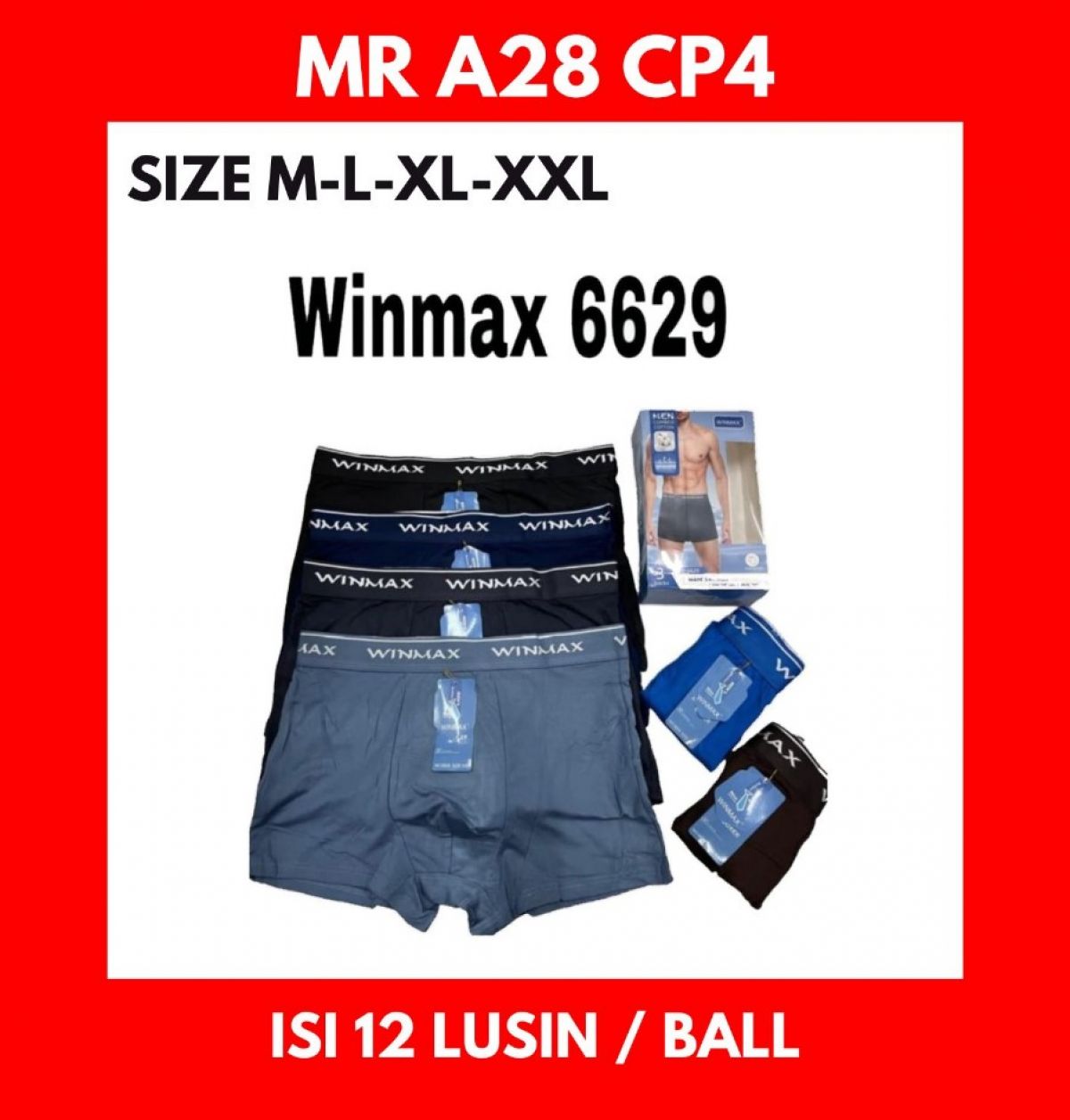 BOXER WINMAX MR A28 CP4 SIZE M-L-XL-XXL ISI 12 LUSIN