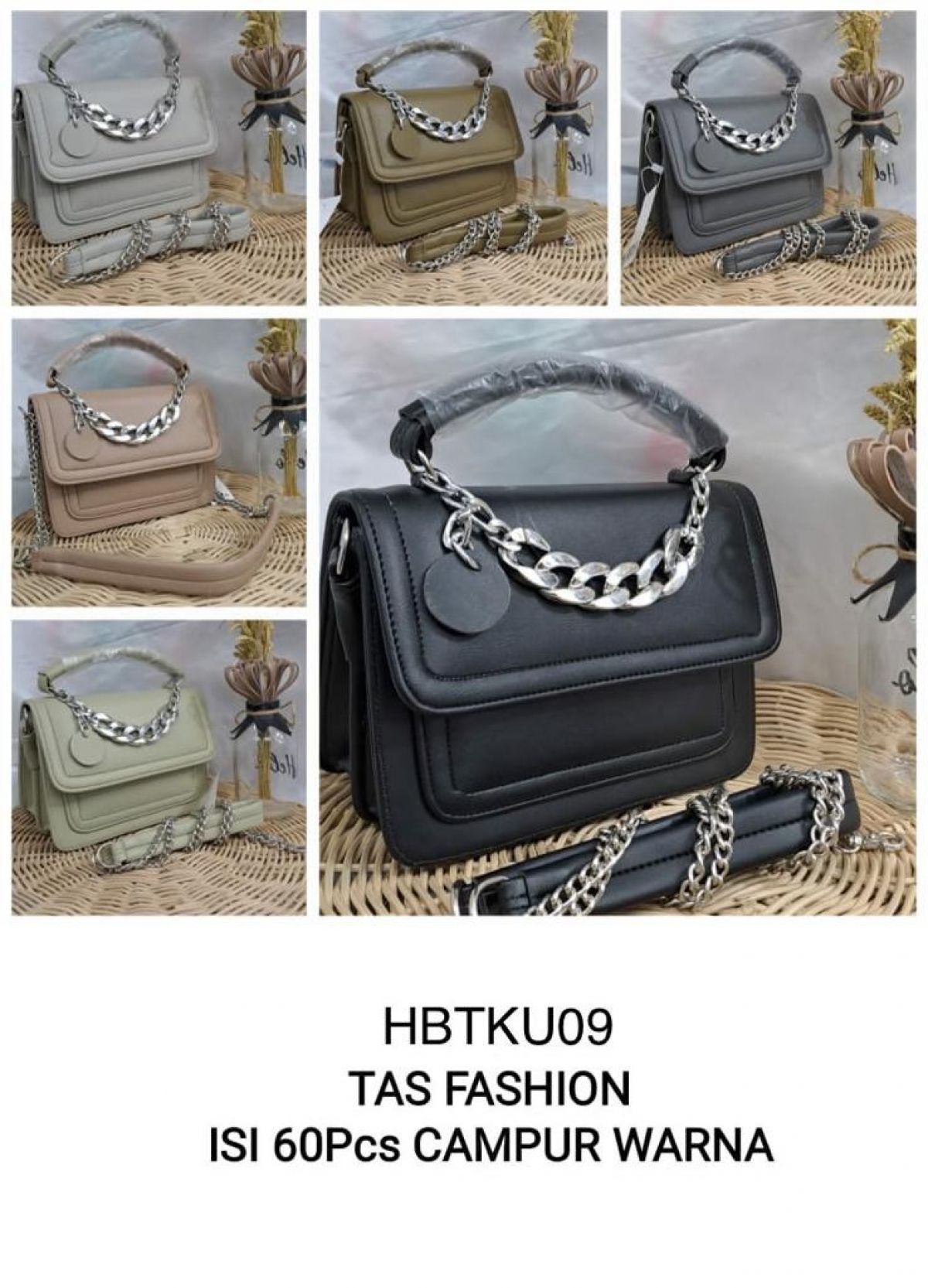 TAS FASHION HBTKU09 SIZE 20CM * 14CM * 15CM ISI 60 PCS ( CAMPUR WARNA )