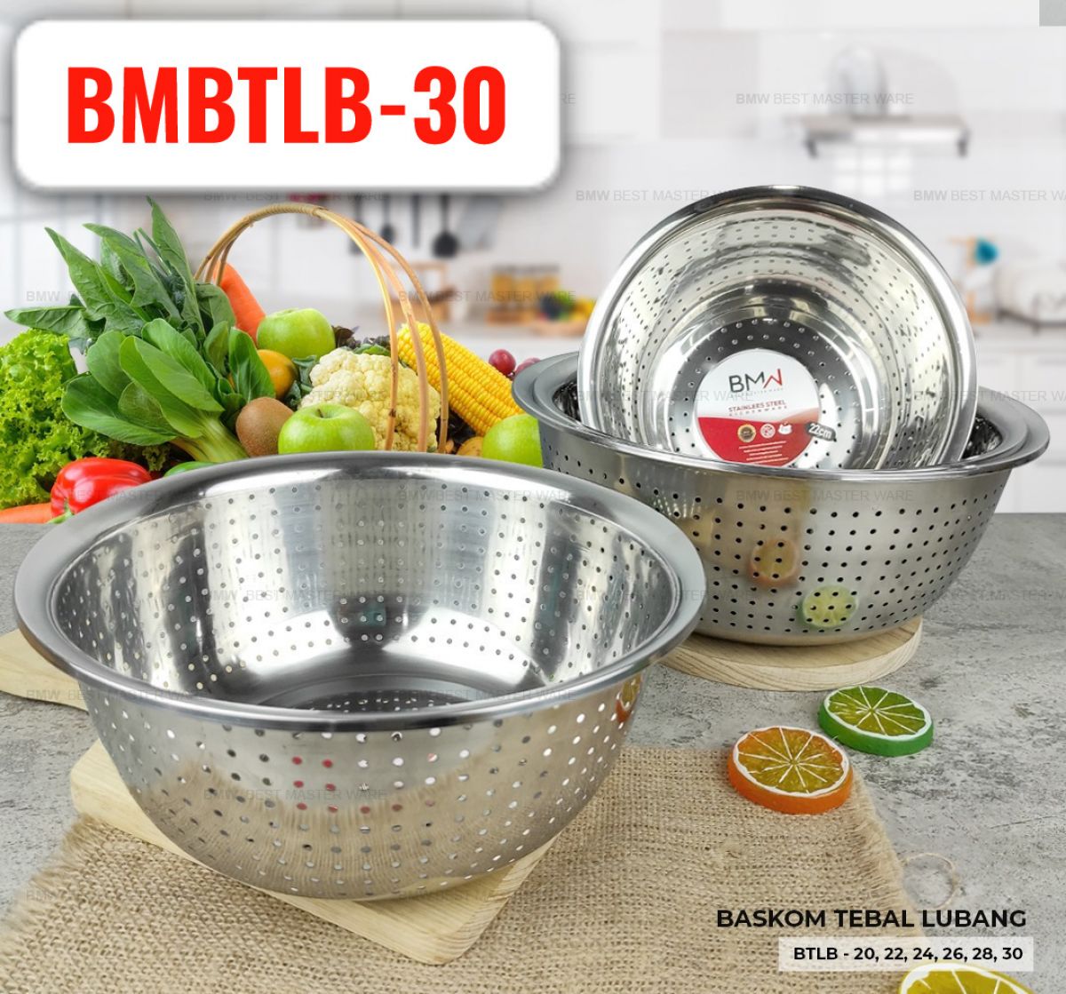 BASKOM TEBAL LUBANG BMBTLB-30 SIZE 30CM ISI 100 PCS