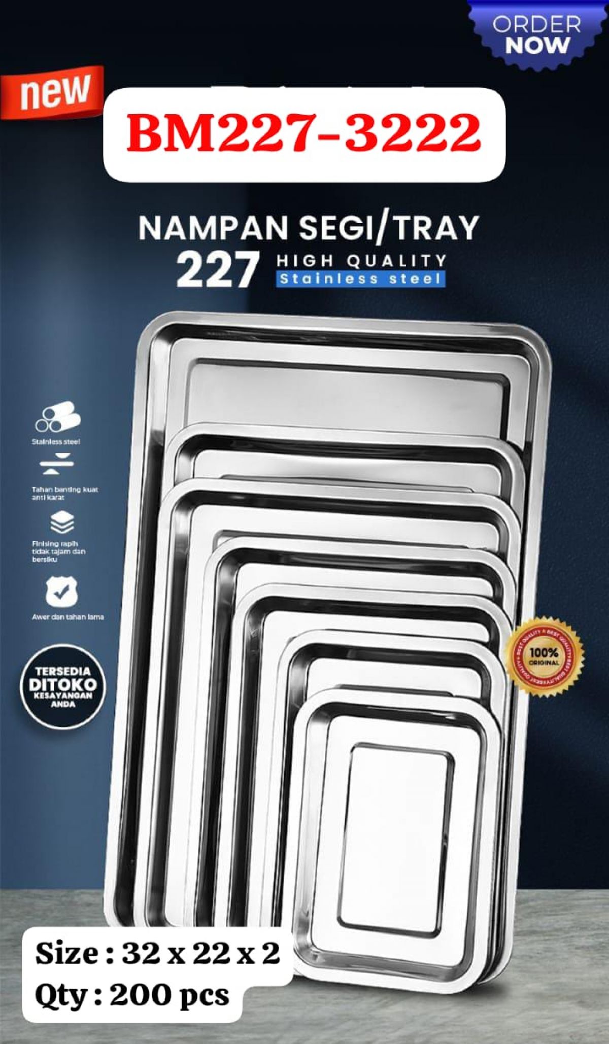 NAMPAN SEGI 227 BM227-3222 SIZE 32 X 22 X 2 ISI 200 PCS
