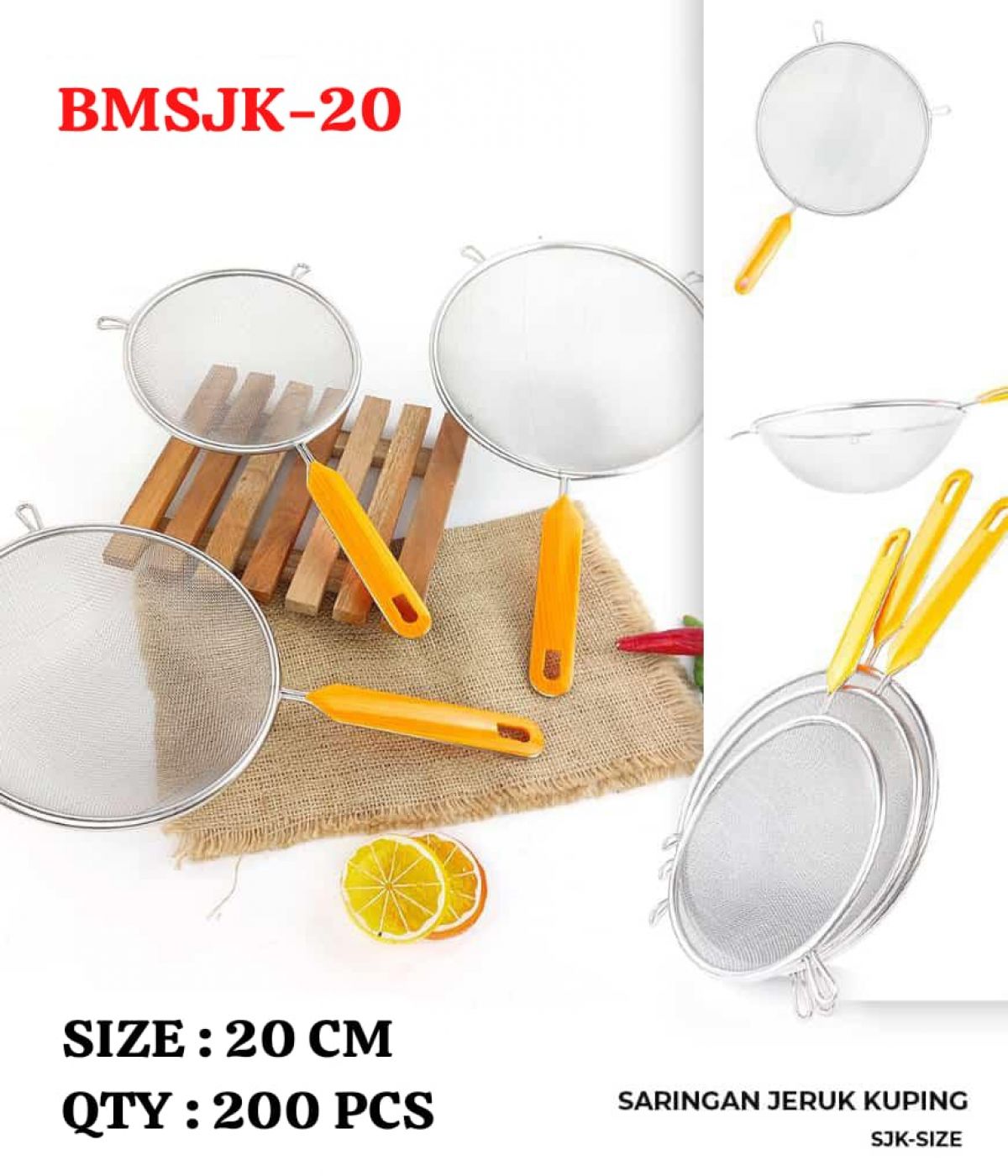 SARINGAN JERUK KUPING BMSJK-20 SIZE 20 CM ISI 200 PCS