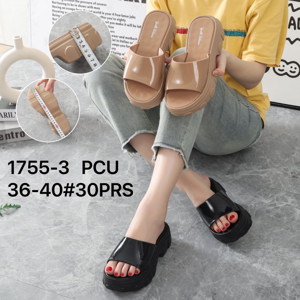 SANDAL 1755-3 SIZE 36 - 40 TINGGI 5.5 CM ISI 30 PASANG