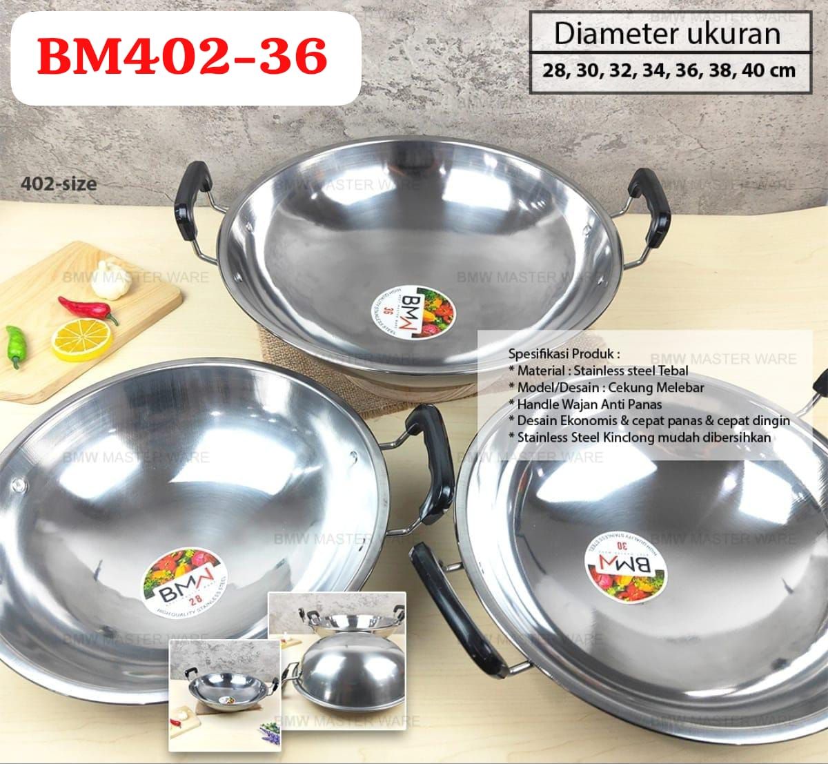 WAJAN STAINLESS BM402-36 SIZE 36 CM ISI 30 PCS
