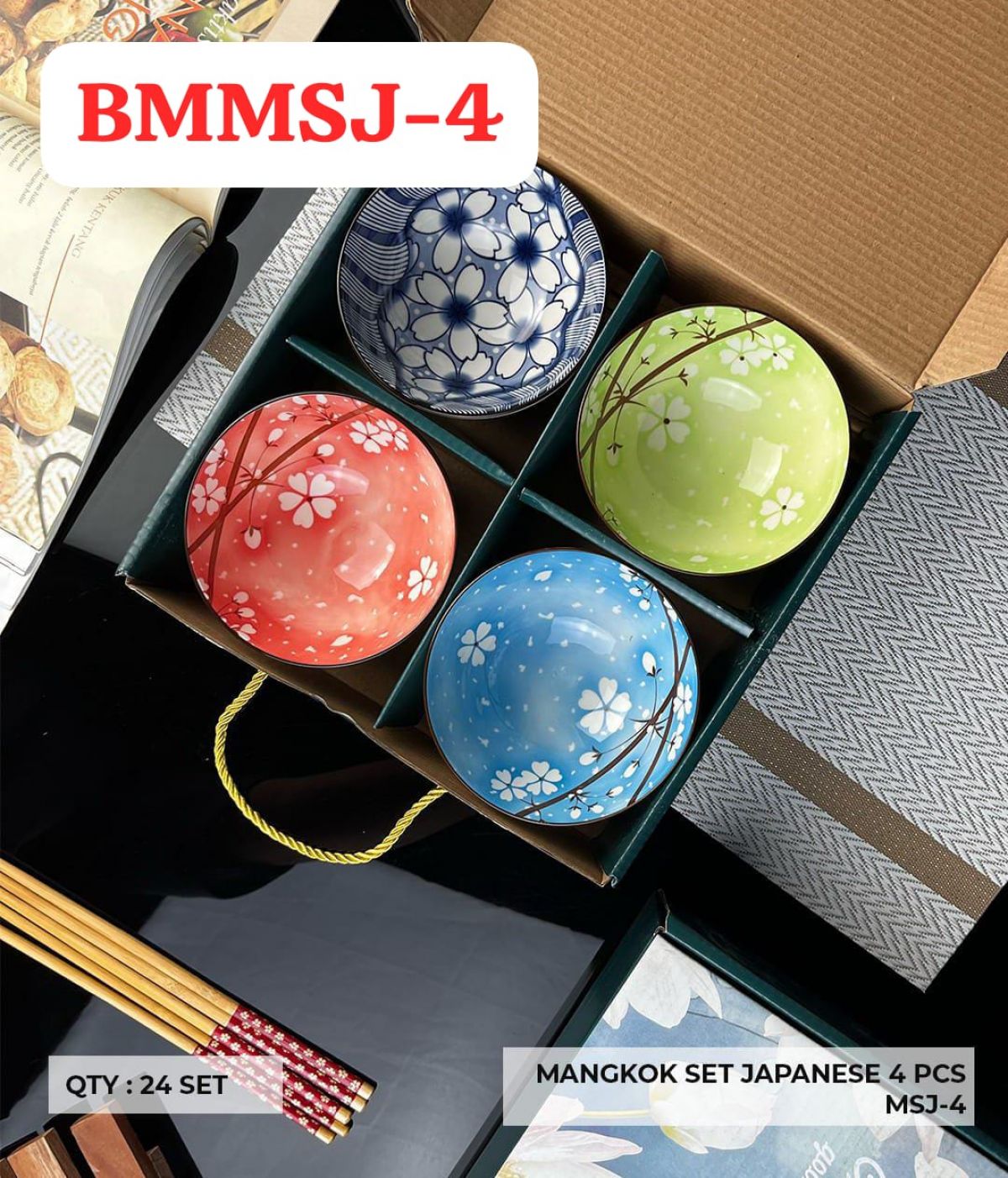 MANGKOK SET JAPANESE BMMSJ-4 ISI 24 SET ( 1 SET ISI 4 PCS )