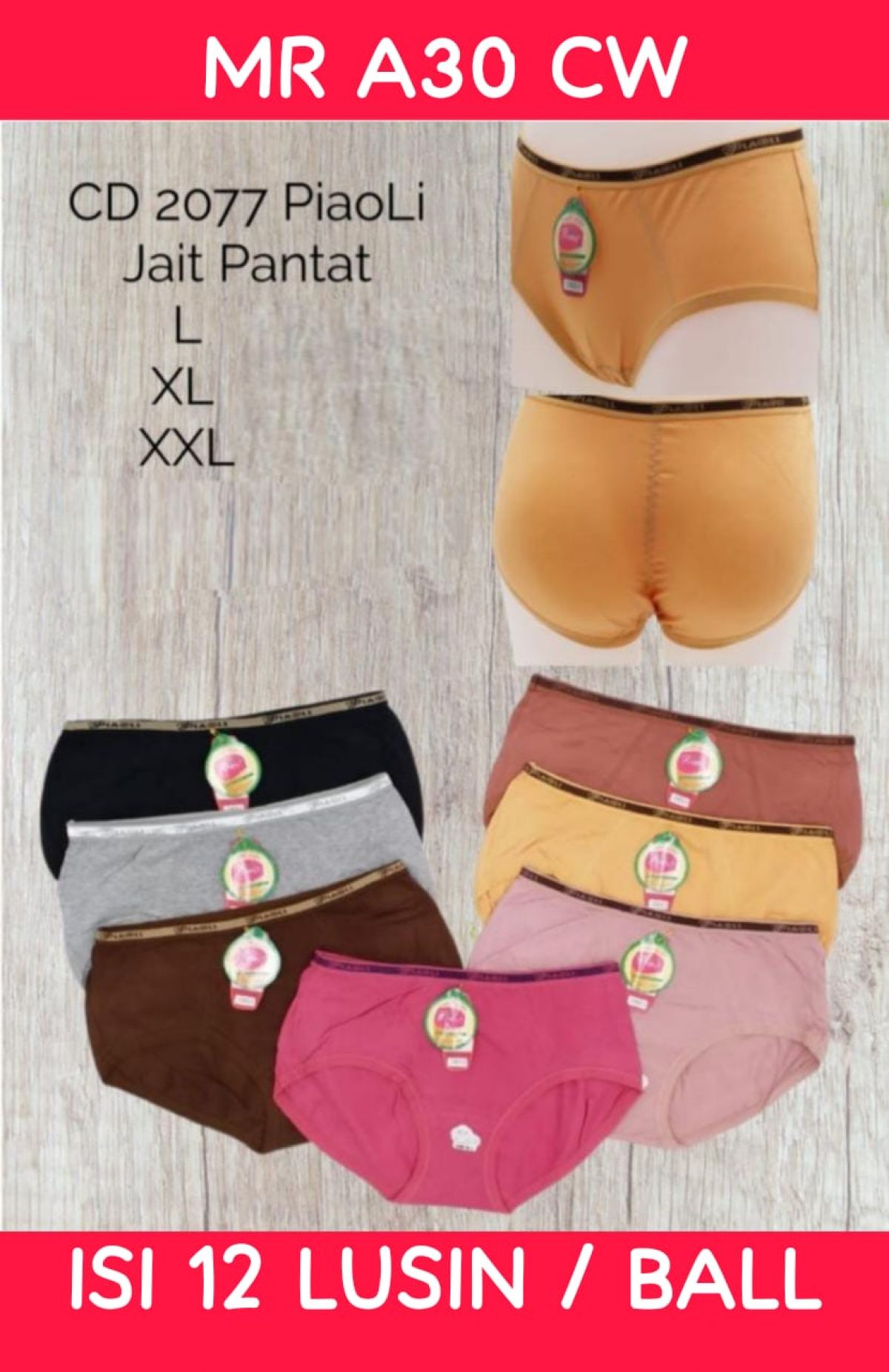 CELANA DALAM JAHIT PANTAT MR A30 CW UKURAN L ISI 12 LUSIN