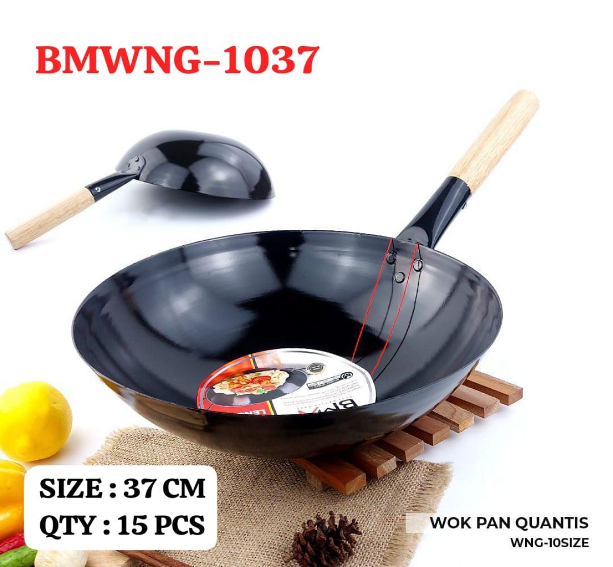 WOK PAN QUANTIS BMWNG-1037 SIZE 37 CM ISI 15 PCS