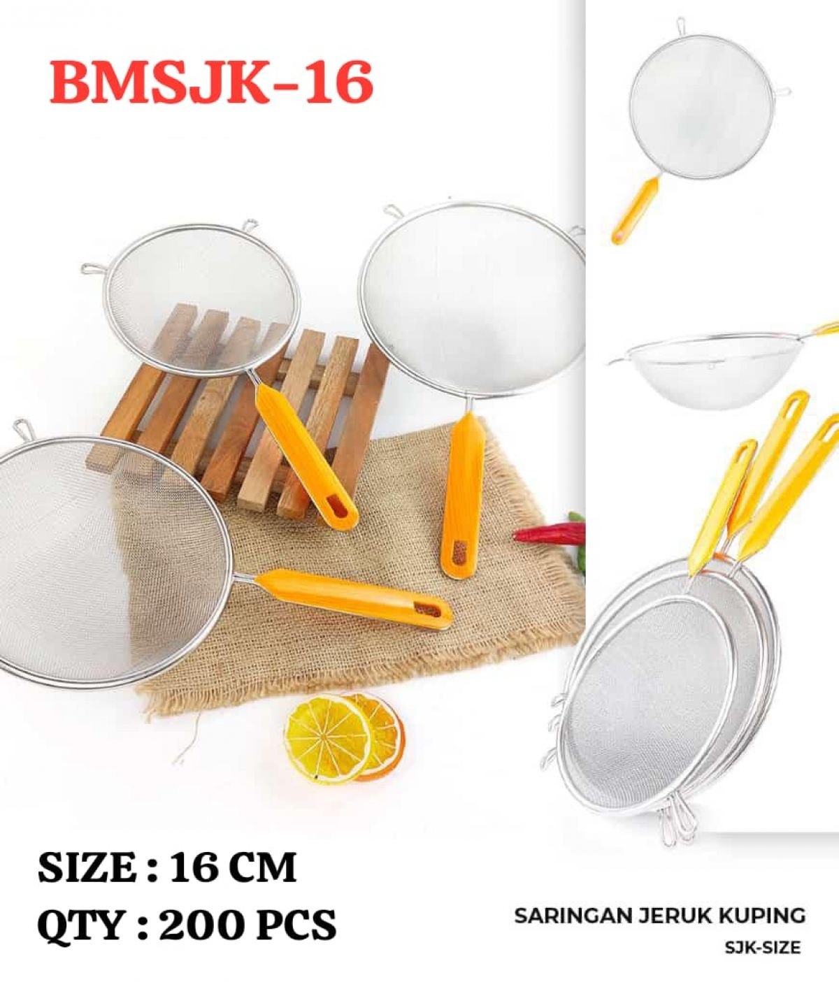 SARINGAN JERUK KUPING BMSJK-16 SIZE 16 CM ISI 200 PCS