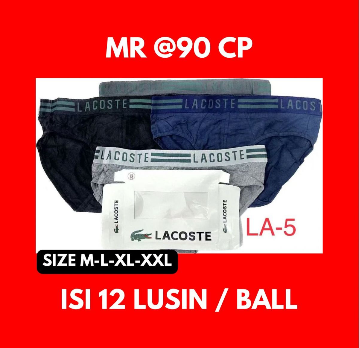 CELANA DALAM PRIA MR @90 CP SIZE M-L-XL-XXL ISI 12 LUSIN