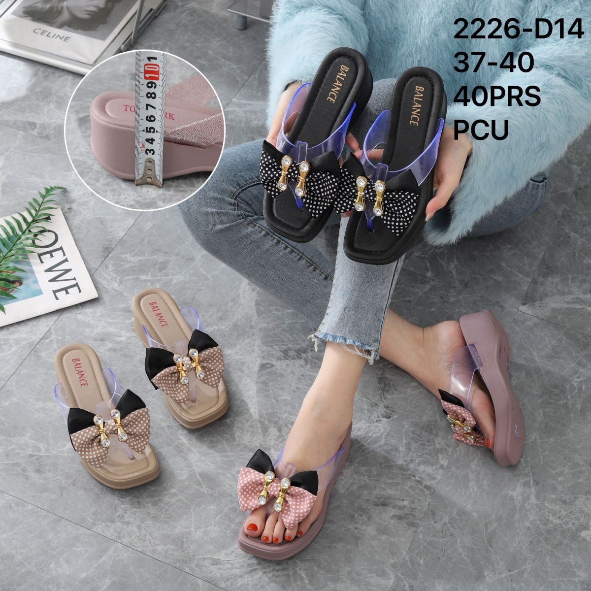 SANDAL 2226-D14 SIZE 37 - 40 TINGGI 5.5 CM ISI 40 PASANG