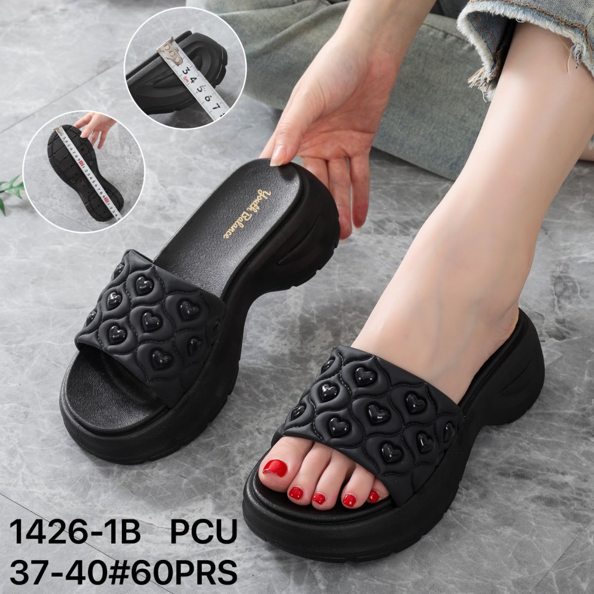 SANDAL 1426-1B SIZE 37 - 40 TINGGI 6 CM ISI 60 PASANG