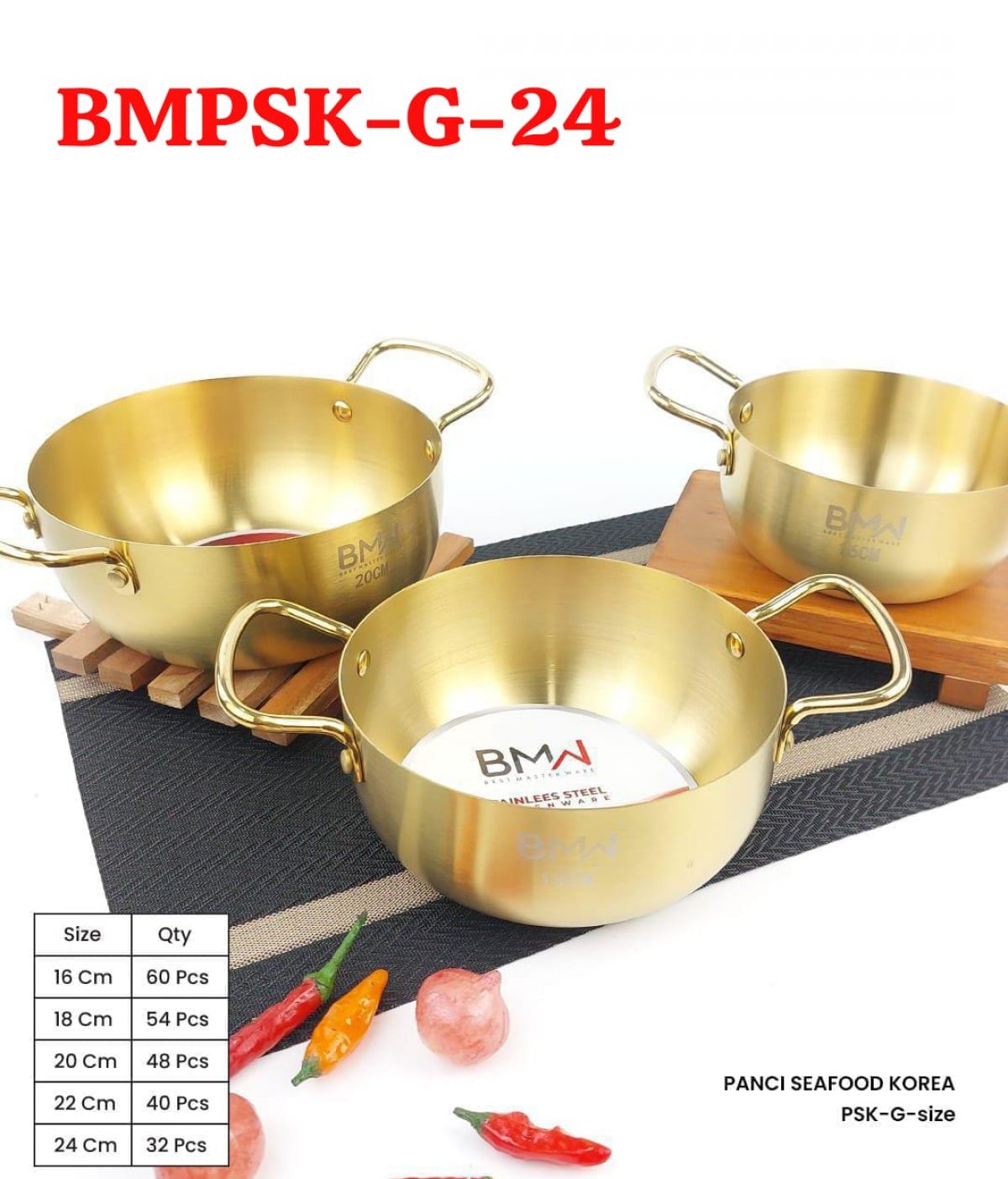 PANCI SEAFOOD GOLD KOREA BMPSK-G-24 SIZE 24 CM ISI 32 PCS