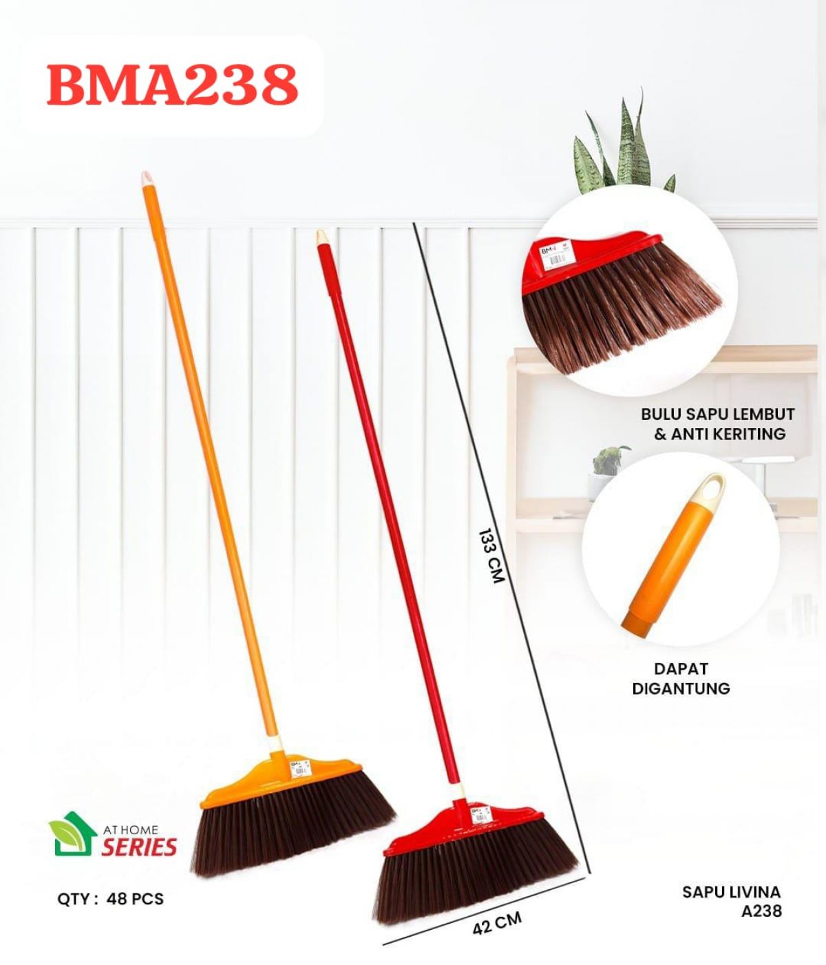 SAPU LIVINA BMA238 SIZE 42 CM GAGANG 133 CM ISI 48 PCS