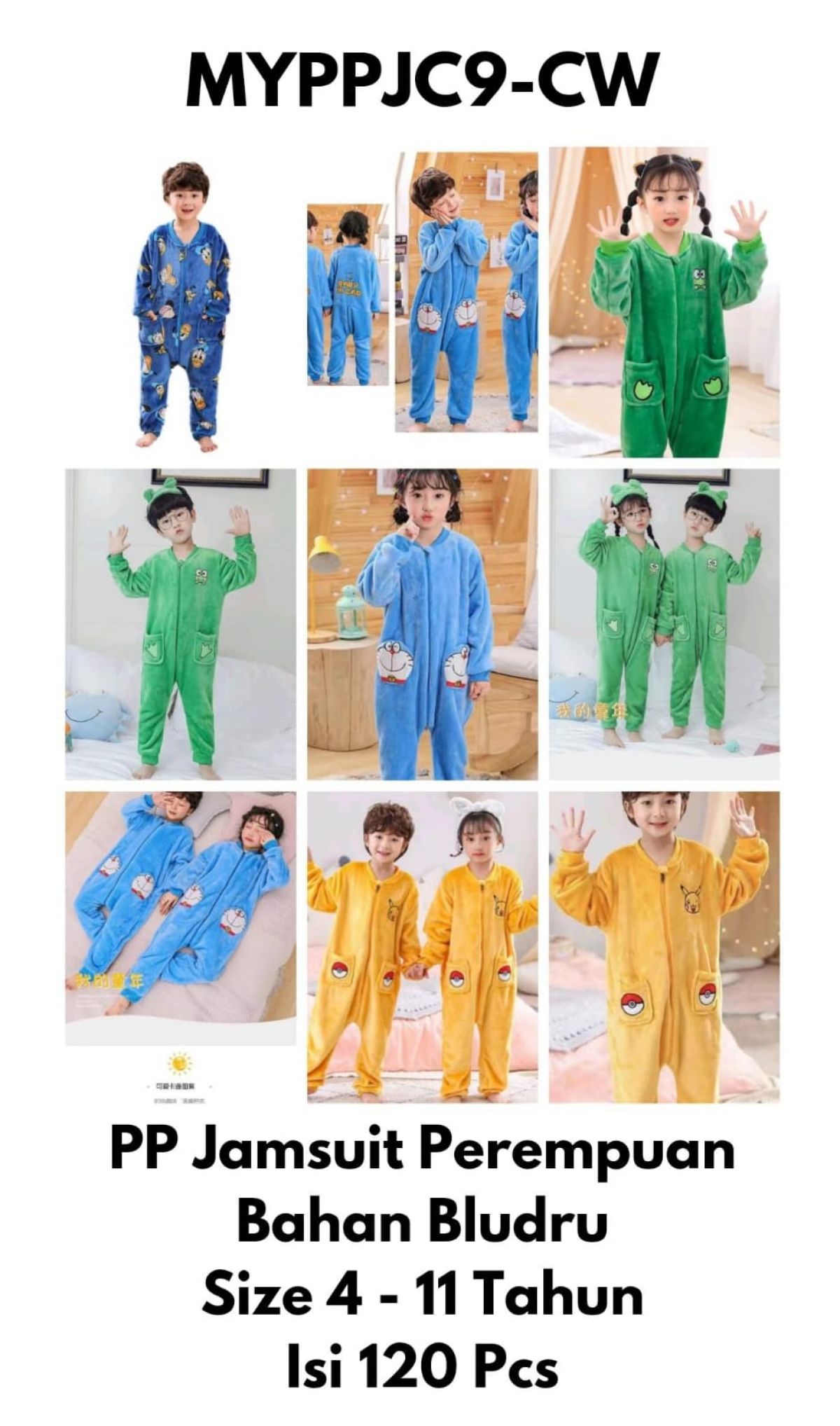 SETELAN JAMSUIT BLUDRU PEREMPUAN MYPPJC9-CW SIZE 4 - 11 TAHUN ISI 120 PCS