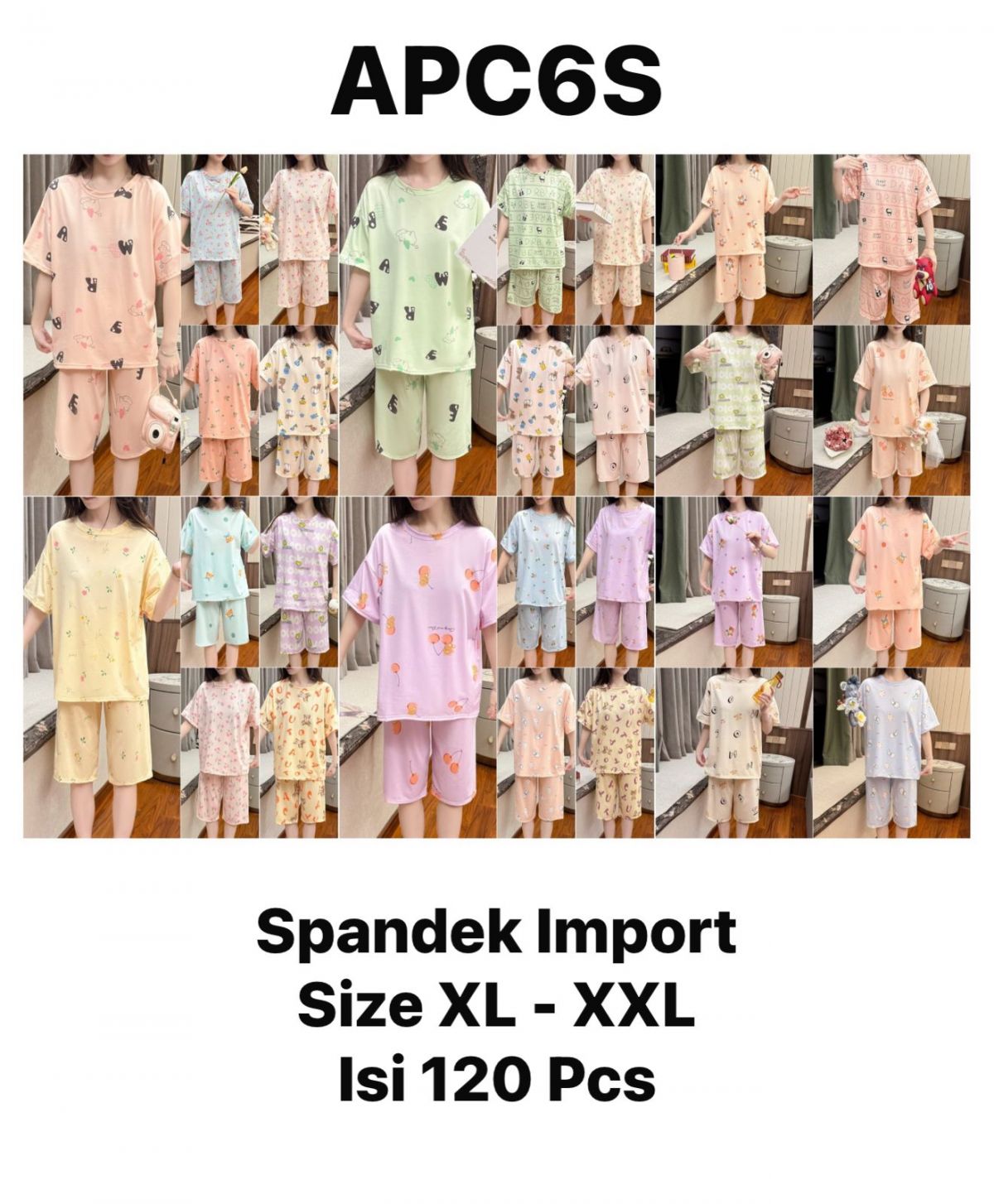 BAJU TIDUR SPANDEK IMPORT APC6S SIZE XL - XXL ISI 120 PCS