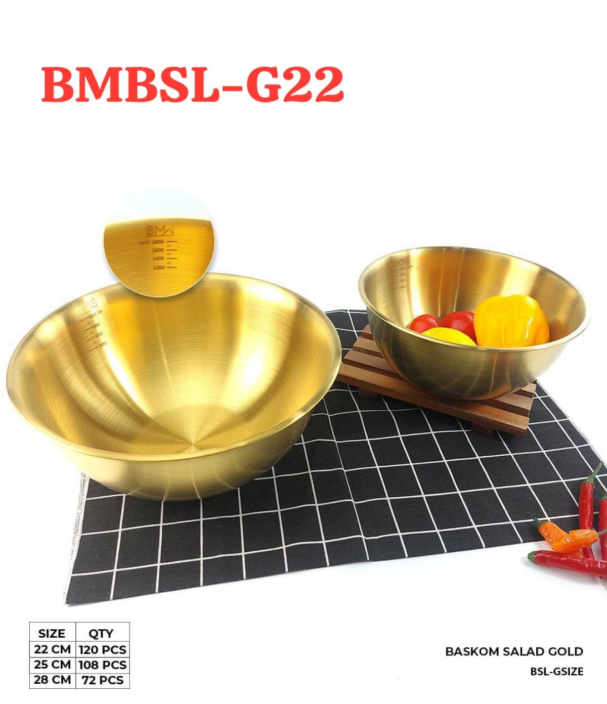 BASKOM SALAD GOLD BMBSL-G22 SIZE 22 ISI 120 PCS