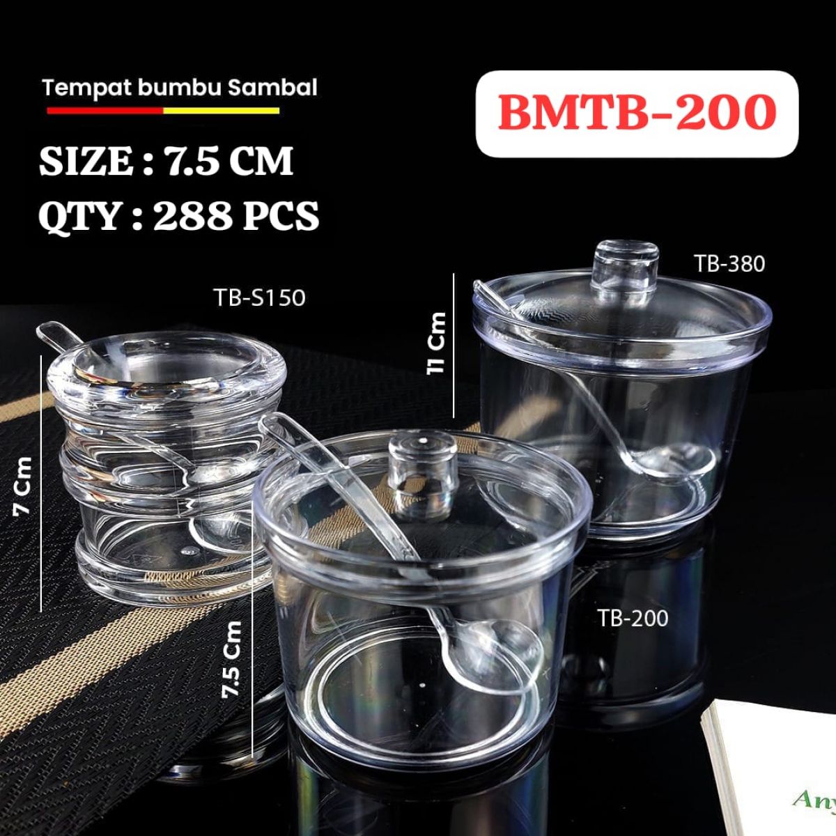 TEMPAT BUMBU SAMBAL BMTB-200 TINGGI 7.5 CM ISI 288 PCS