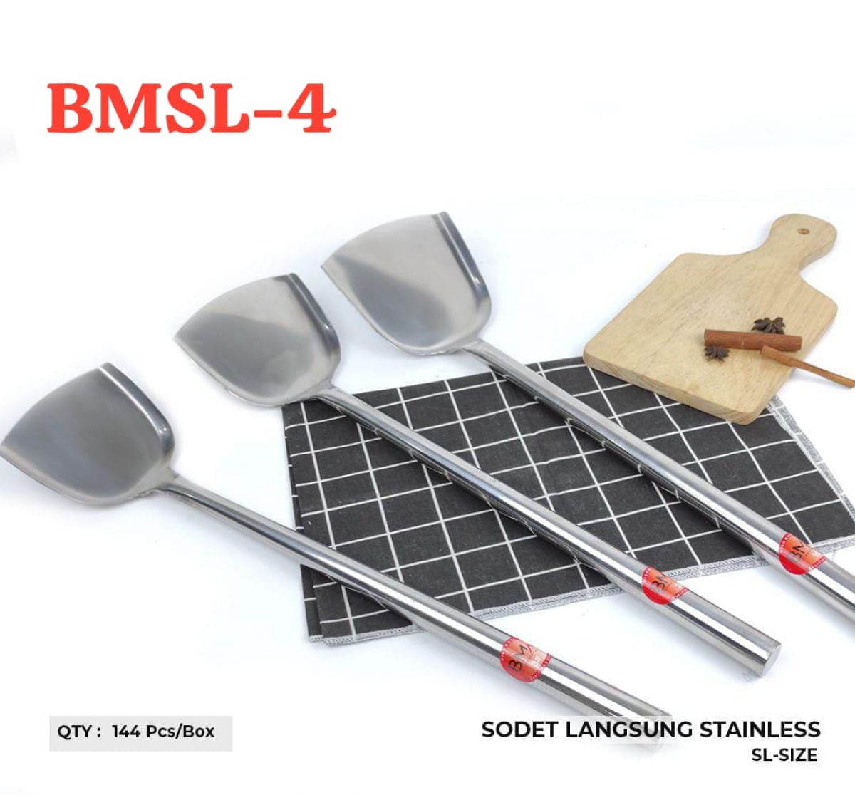 SODET STAINLESS GAGANG LANGSUNG BMSL-4 ISI 144 PCS