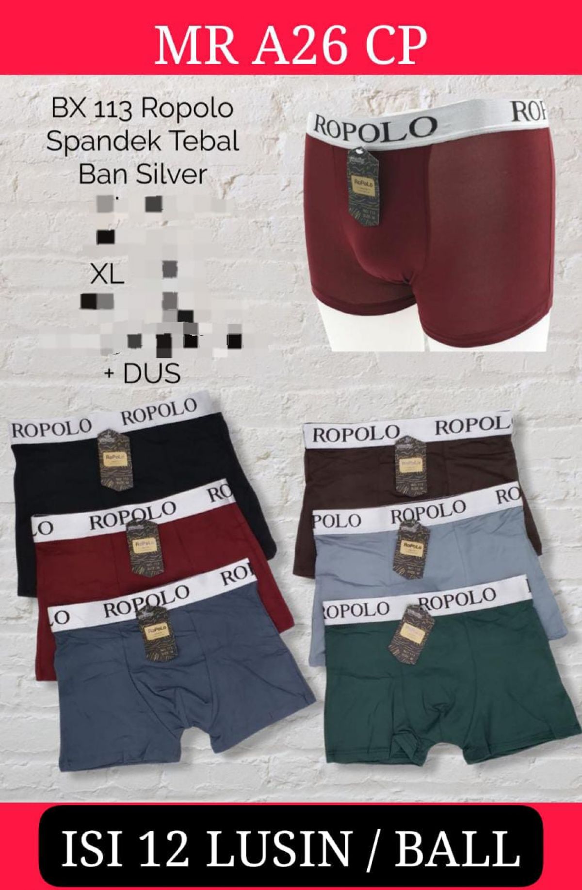 BOXER MR A26 CP SIZE XL + DUS ISI 12 LUSIN