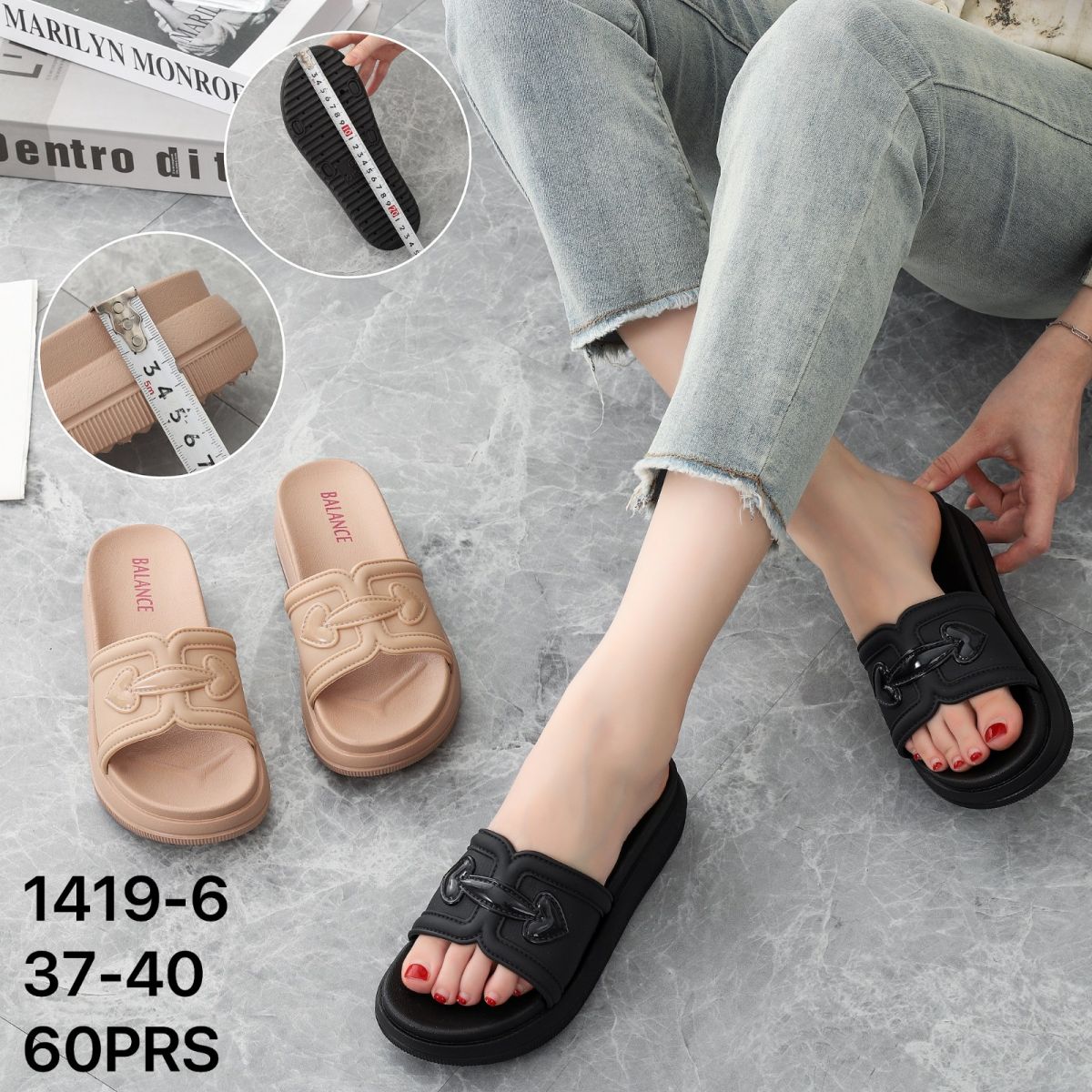 SANDAL 1419-6 SIZE 37 - 40 TINGGI 5 CM ISI 60 PASANG