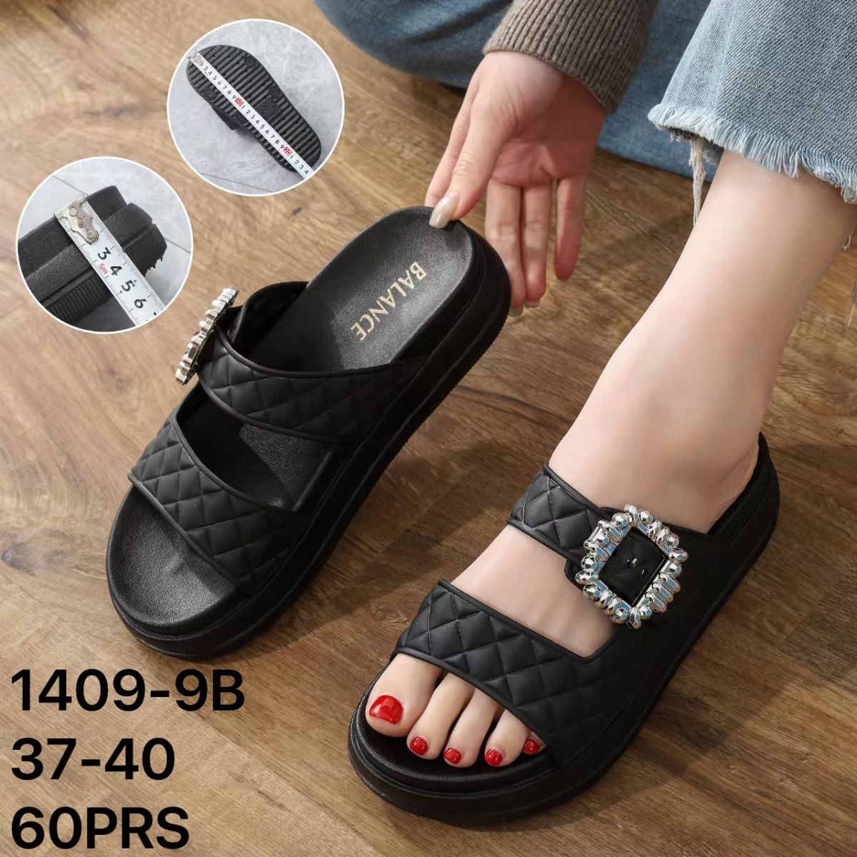 SANDAL 1409-9B SIZE 37 - 40 TINGGI 5 CM ISI 60 PASANG